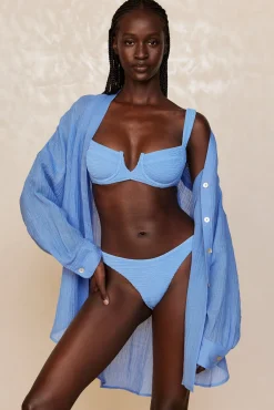 Barcelona Tunic - Azure Crinkle Linen