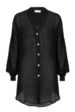 Barcelona Tunic - Black Crinkle Linen