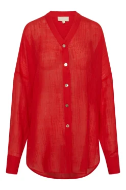 Barcelona Tunic - Chili Pepper Crinkle Linen