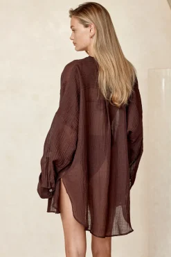 Barcelona Tunic - Espresso Crinkle Linen