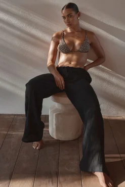 Belize Pant - Black Crinkle Linen