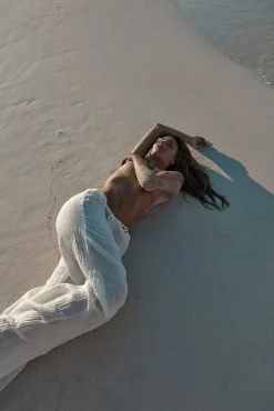 Belize Pant - Ivory Crinkle Linen