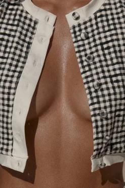 Crete Swim Cardi - Black Gingham