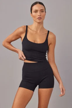 Devin Tank Crop - Black Rib