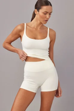 Devin Tank Crop - Ivory Rib