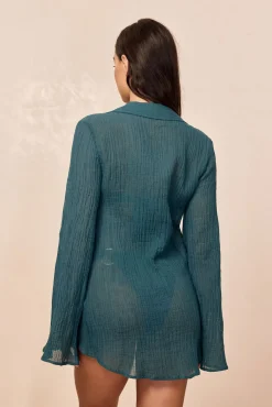 Grenada Tunic - Evergreen Crinkle Linen