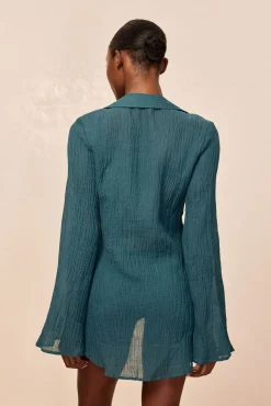 Grenada Tunic - Evergreen Crinkle Linen