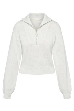 Lisbon Quarter Zip Sweater - White