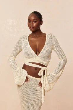 Madrid Wrap Top - Ivory Lace Crochet