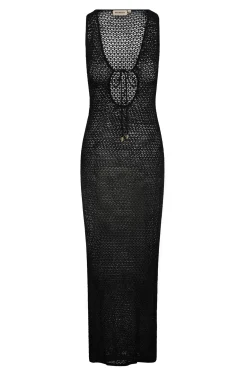 Monte Carlo Tie Dress - Black Lace Crochet