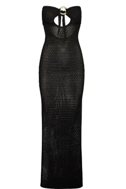 Montego Bandeau Dress - Black Lace Crochet