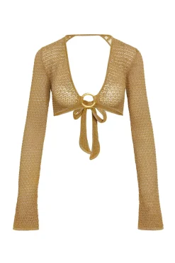 Montego Crop Top - Antique Gold Lace Crochet