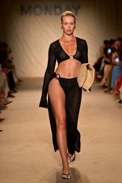 Montego Crop Top - Black Lace Crochet