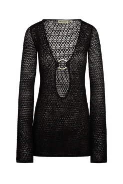 Montego Mini Dress - Black Lace Crochet