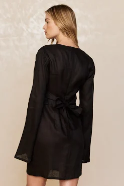 Montego Mini Dress - Black Linen