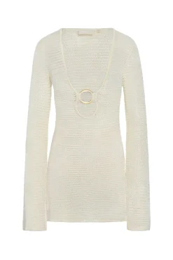 Montego Mini Dress - Ivory Shiny Treble Knit