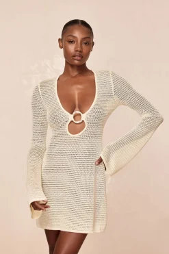 Montego Mini Dress - Ivory Shiny Treble Knit