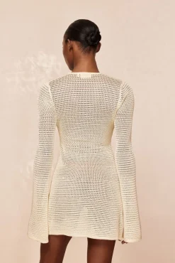 Montego Mini Dress - Ivory Shiny Treble Knit