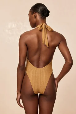 Montego One Piece - Antique Gold Lurex Rib