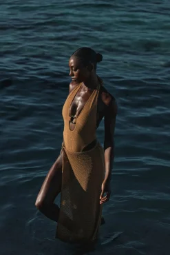 Montego One Piece - Antique Gold Lurex Rib