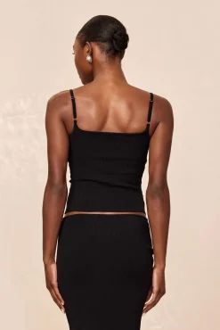 Provence Top - Black Knit Rib