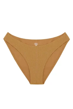 Seychelles Bottom - Antique Gold Lurex Rib (Modest Coverage)