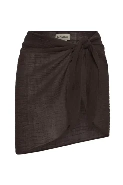 South Beach Sarong - Espresso Crinkle Linen
