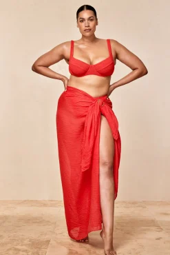 St. Tropez Sarong - Chili Pepper Crinkle Linen