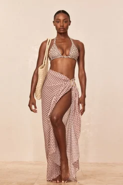 St. Tropez Sarong - Husk Geo Crinkle Linen