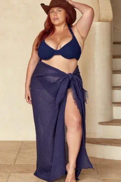 St. Tropez Sarong - Midnight Crinkle Linen