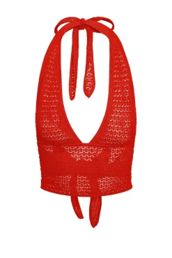 Toulon Top Lined - Chili Pepper Lace Crochet