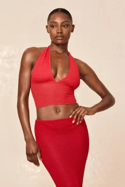 Toulon Top Lined - Chili Pepper Lace Crochet